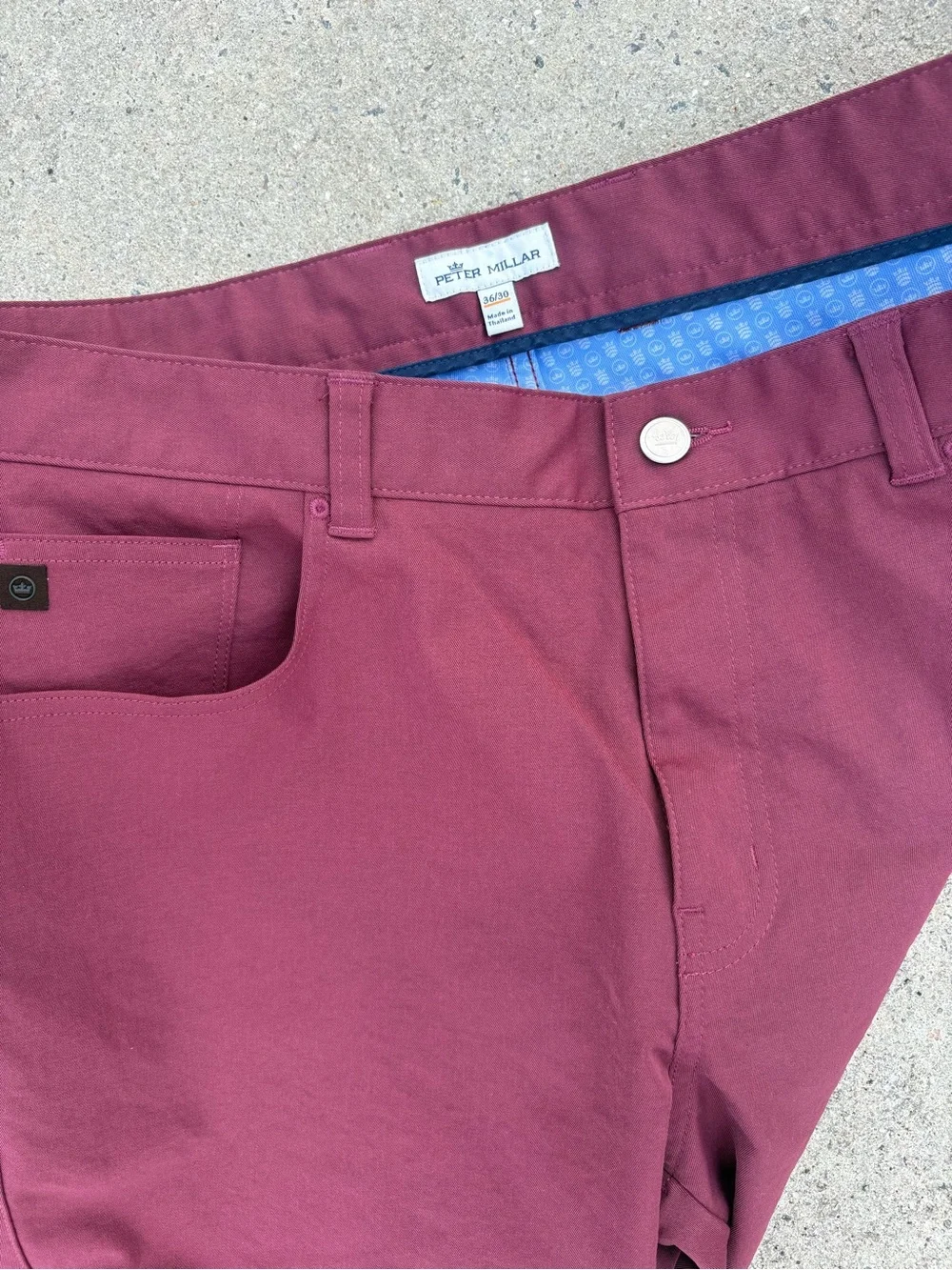 Peter Millar Burgundy eb66 Performance Five-Pocket Chino Pants Size 36x30